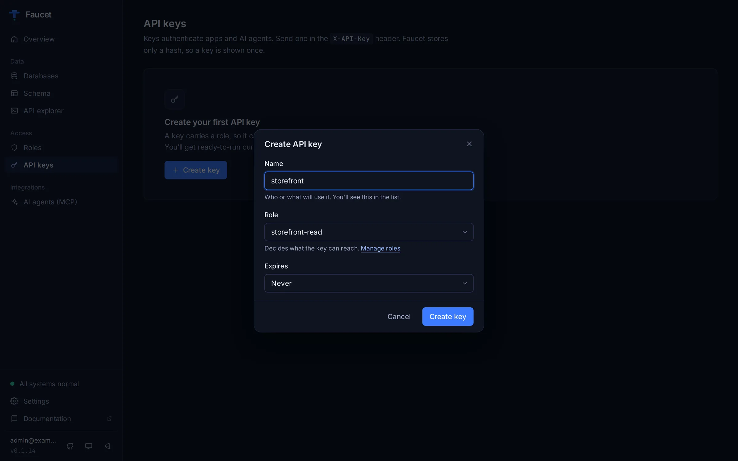 Creating an API key